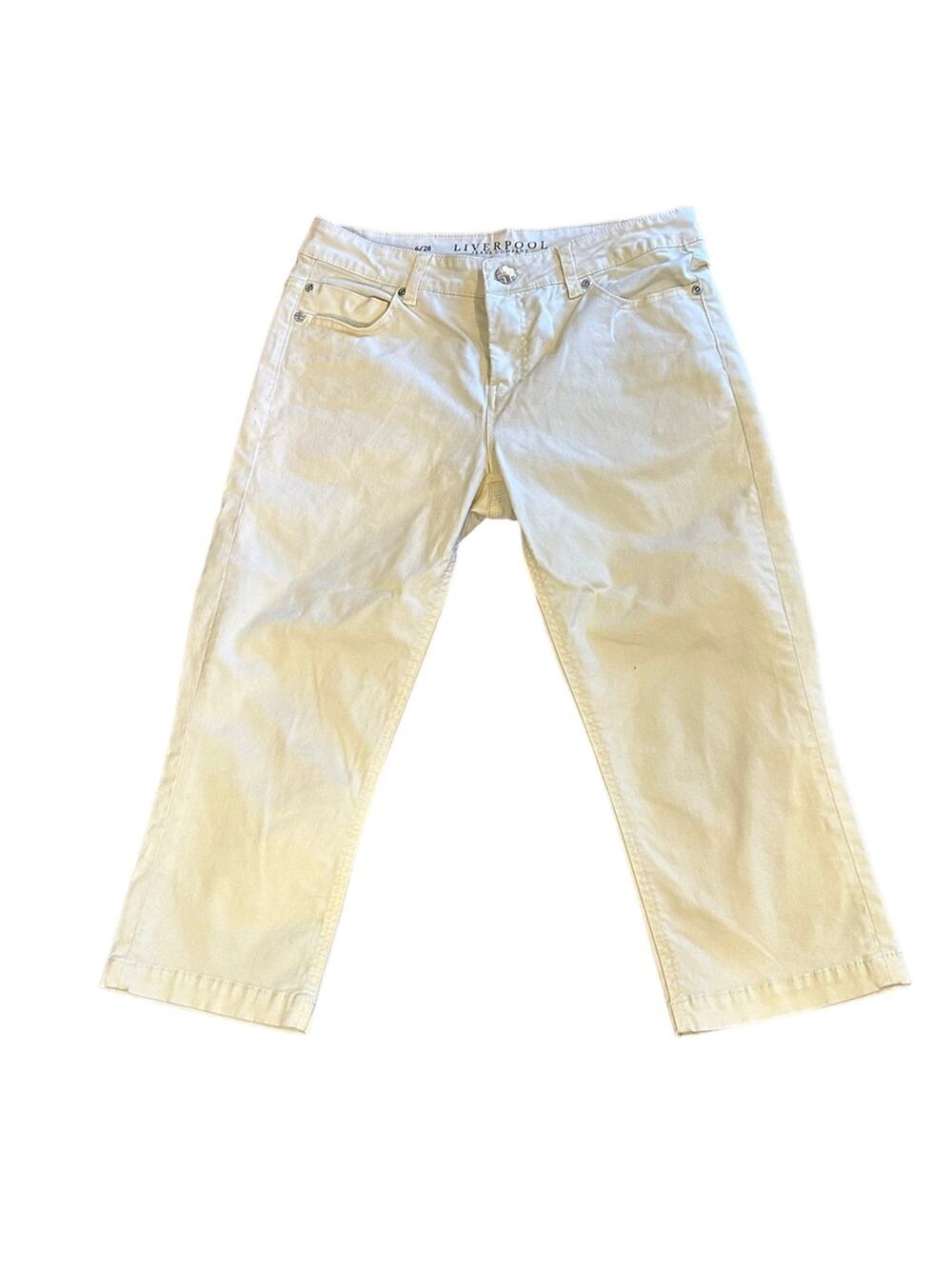 Liverpool Jeans Michelle Capri Jeans in Buttercream Womens 6/28 with 20.5 inseam